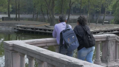 People Looking At Water In Chapultepec Park, Mexico City Stock Footage 154533481