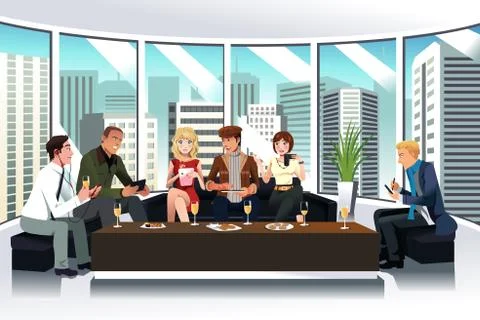 People in a lounge using electronic gadgets Stock Illustration