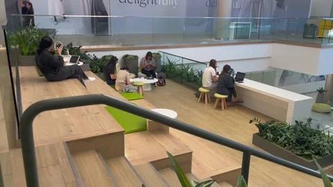 People lounging in a mall Stock-Footage 218224949