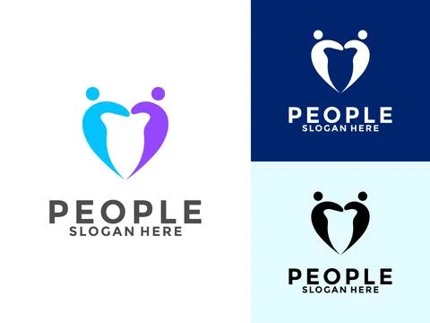 People love logo design, human community logo template. symbol for teamwork.. Stock Illustration