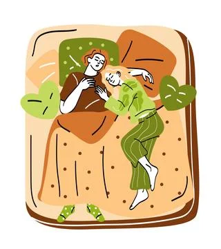 People lying under blanket concept Stock Illustration