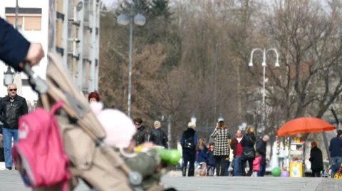 People In The Main Square Walking - Speed Up Stock Footage 47336640