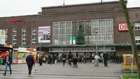 People on  main train station in Cologne in Germany Video stock 98466293
