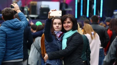 People make selfies. Stock Footage 75609571