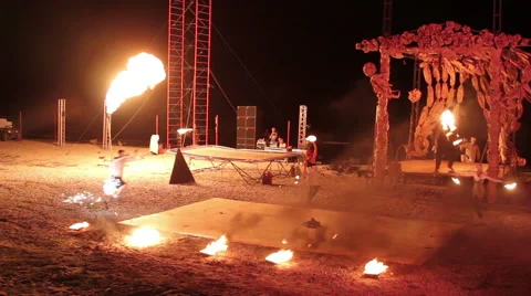 People make theater fire Stock Footage 60563545