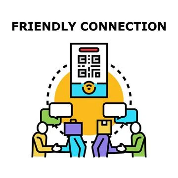 People making connection, sharing data using qr code Stockillustratie