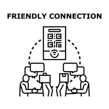 People making connection, sharing data using qr code Stock Illustration