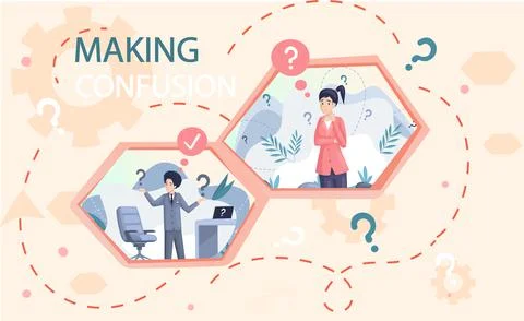 People making decision, solve their doubts. Worried person thinking about Stock Illustration