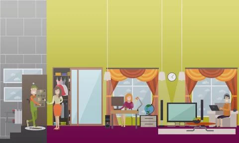 People making online purchases vector flat illustration Stock Illustration