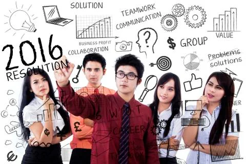 People making a plan for business resolution 2016 Stock Photos