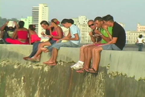 People on the malecon Stock Footage 397314