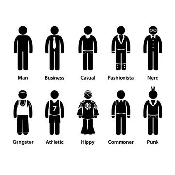 People Man Human Character Type Stick Figure Pictogram Icon Stock Illustration