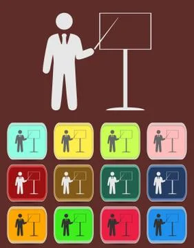 People - man, person with a pointer and board Illustrazione stock