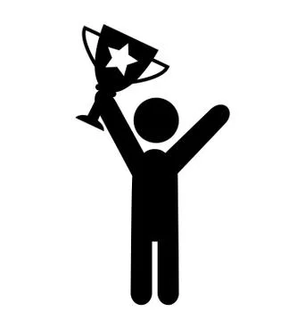 People Man with Winner Cup Flat Icons Pictogram Isolated on White Stock Illustration