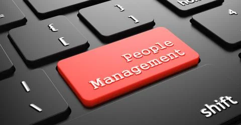 People Management on Red Keyboard Button. Stock Illustration