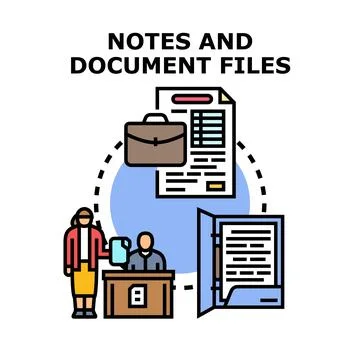 People managing documents, files, and important notes Stock Illustration