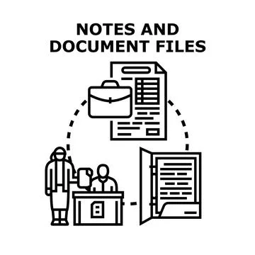People managing documents, files, and important notes Stock Illustration