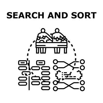People managing search and sort process algorithm Stock Illustration