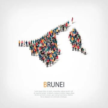 People map country Bruney Illustrazione stock
