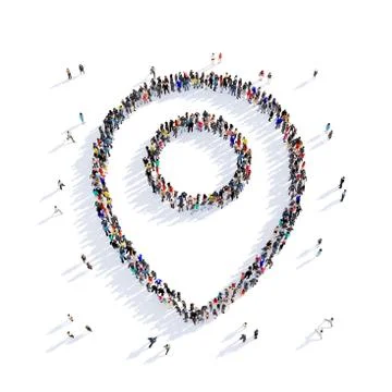 People MAP Pointer shape 3d Stock Illustration