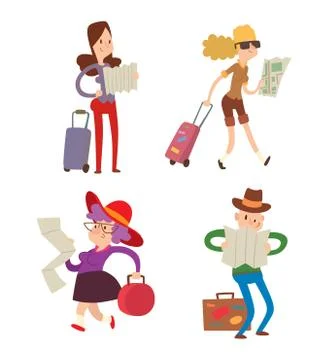 People with maps vector Stock Illustration