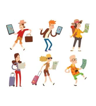 People with maps vector Stock Illustration