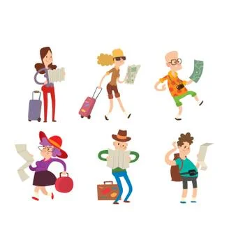 People with maps vector Stock Illustration