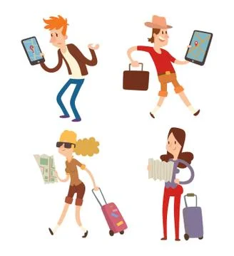 People with maps vector Stock Illustration