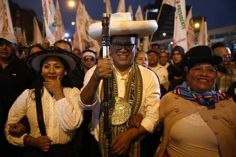 People march in protest of the second round election results in Lima, Peru - 19  Stock Photos