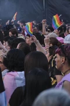 People marching during the Pride Parade in Buenos Aires, Argentina Stock Photos