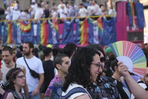 People marching during the Pride Parade in Buenos Aires, Argentina Stock Photos