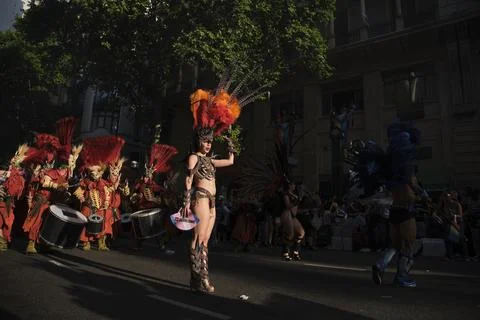 People marching during the Pride Parade in Buenos Aires, Argentina Stock Photos