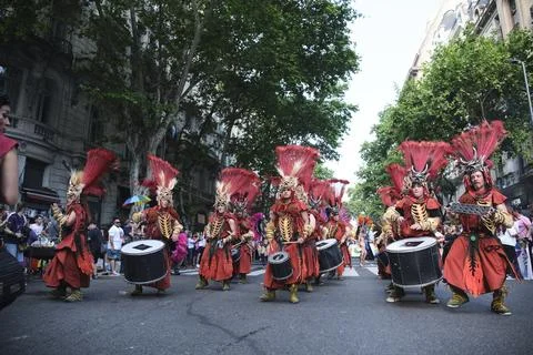 People marching during the Pride Parade in Buenos Aires, Argentina Foto stock
