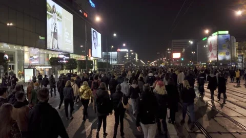 People marching in protest Video stock 150901482