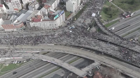 People marching together during a protest against enormous corruption in Serbia Stock Footage 300908187