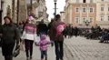 People on the Market Square near the Lviv Town Hall in Western Ukraine HD Footage