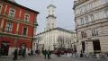 People on the Market Square near the Lviv Town Hall in Western Ukraine HD Footage