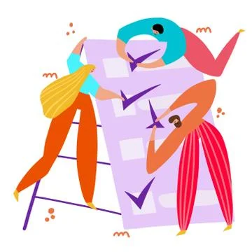 People marking checklist done vector illustration Stock Illustration