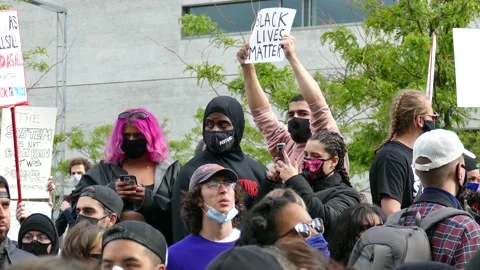 People with mask during protest Stock Footage 132437269