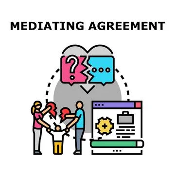 People mediating agreement resolving difficulty discussing family Stock Illustration
