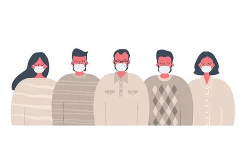 People in medical antivirus masks. Stay safe concept Stock Illustration