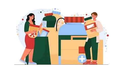 People with medicine vector Stock Illustration