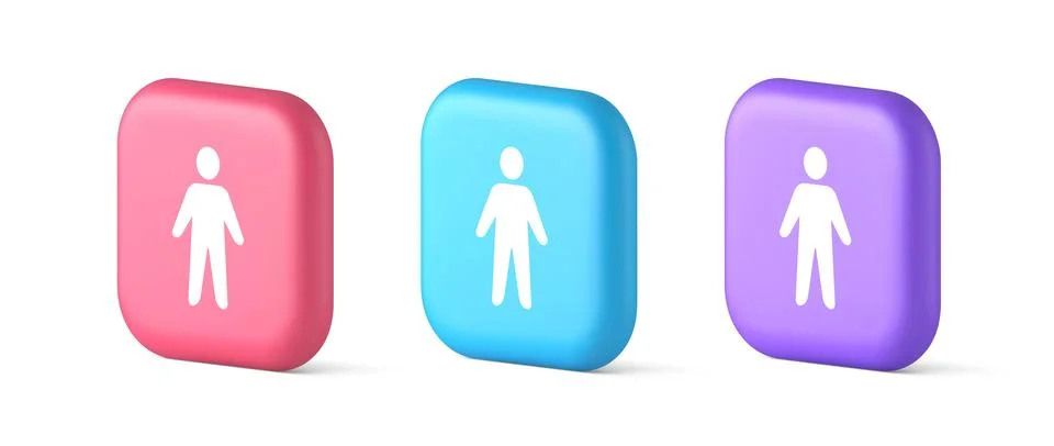 People member user button unrecognizable person human body web application 3d Stock Illustration
