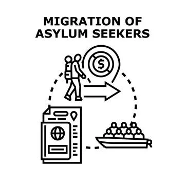 People migrating as asylum seekers seeking better life Stock Illustration