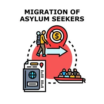 People migrating as asylum seekers seeking better life Stock Illustration