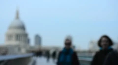 People on millenium bridge, defocused Stock Footage 10884289