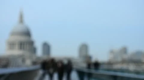 People on millenium bridge, London. (defocused) Stock Footage 10884348