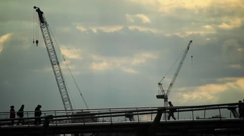 People on the Millenium Bridge - London Stock Footage
