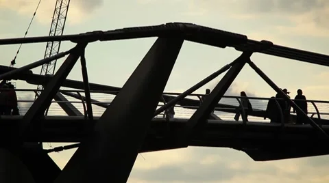 People on the Millenium Bridge - London Stock Footage 8660011