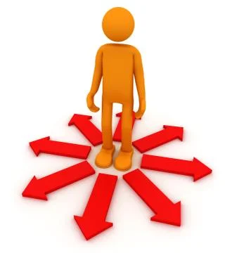 People model with many choices concept. Stock Illustration